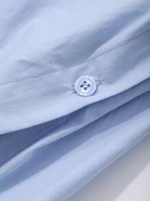 Dazy-Less Minimalist Asymmetric Button Design Solid Color Casual Long Sleeve Women Shirt,Fall Women Clothes Business Casual Woman Work Clothes - Blue - View 6