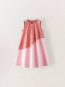 SHEIN 年轻女孩无袖宽松 A 字粉色连衣裙，度假风格，场合，婚礼 - 粉色 - 查看 3