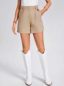 Wildy Women's Casual Countryside-Style Chino Shorts, Beige Color, Suitable For Office, Commuter And Vacation In Summer - Apricot - View 4