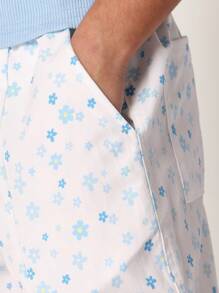 SUMWON Adorable Girls Amour Paris Ribbed Baby Tee Floral Cargo Pants Set Spring Summer Casual Play Set Toddler Kids Outfit - Blue - View 5