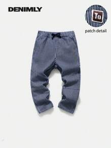 Quần Jeans Carpenter 100% Cotton, Co Giãn, Có Dây Rút, Cạp chun, Màu Xanh/Trắng, Không Thể Thiếu Cho Bé Trai Thường Ngày, Đường Phố, Phong Cách Thể Thao, Cả Năm - Rửa nhẹ - Xem 1