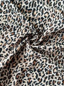 SHEIN 孕妇豹纹无袖优雅夏季网眼紧身连衣裙