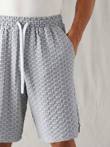 Manfinity VCAY Men's Knitted Casual Daily Loose Texture Straight-Leg Shorts, Youthful & Relaxed