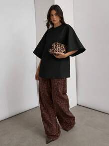 COSMINA 女士纯色圆领短袖宽松休闲上衣