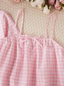 3pcs/Set Teenage Girls Casual Comfortable Pink&White Plaid Camisole Top And Pants Long Sleeve Pajama Set Spring Summer Clothes Girls Cute Sets Girls Outfit Sets Young Girls Sets Pj Sets For Girls Girl Clothes Sets Eid Mubarak