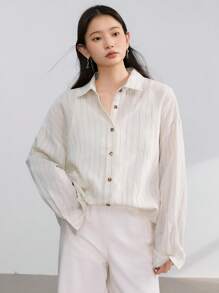 Dazy-Less Loose Plaid Print Business Casual Blouse For Women Old Money,Fall Women Clothes