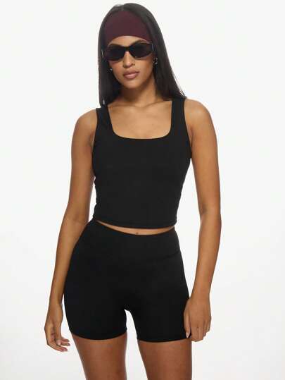 MISSGUIDED Áo ba lỗ crop top liền mạch hiệu suất cao tập luyện thể thao yoga chạy bộ áo ngực thể thao thấm hút ẩm tập luyện tập thể dục áo ba lỗ tập thể dục có hỗ trợ tích hợp