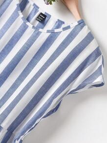 Rusticease Váy mùa hè cổ tròn tay ngắn in họa tiết sọc, thích hợp mặc hàng ngày và đi nghỉ - Nhiều màu - Xem 3