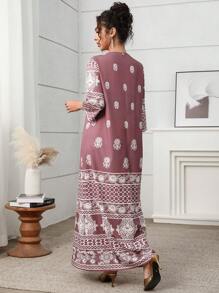 Yasmyna Vestido maxi turco y vestido largo tradicional árabe para mujer, Kaftan y Jalabiya, Modesto