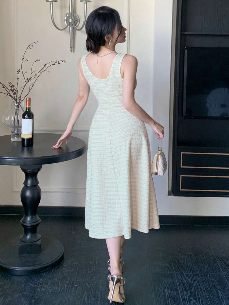 U-Neck Sleeveless Plaid Long Dress For Women Prom Dress Sundress,Casual Women Dresses Elegant Women Dresses