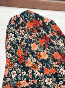 SHEIN Maternity Floral All-Over Print V-Neck Casual Dress - Green - View 6