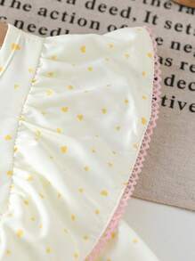 SHEIN Young Girl Contrast Trim Pleated Simple Casual Shirt - Multicolor - View 4