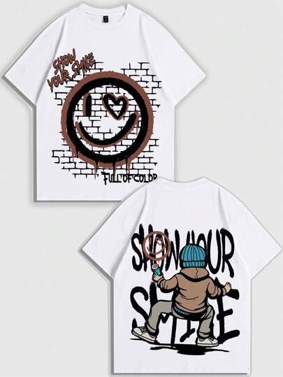 Street Life Maglietta a maniche corte da uomo con stampa cyber, adatta per l'uso quotidiano in primavera/estate