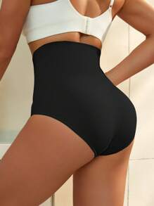 Women's Solid Color Minimalist High Waist Slimming Casual Shapewear Bottom , 4 Pcs - Multicolor - View 2
