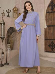 Al Najma Women's Beaded Caftan, Loose & Elegant,Modest - Purple - View 4