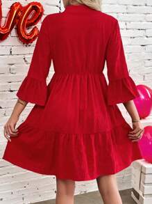 EMERY ROSE Dames Mini-jurk met inkepingen en wijde mouwen
