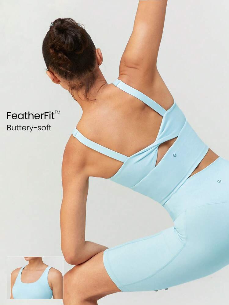 FeatherFit™ Twist Back Sports Tank Top Low Impact Yoga Pilates Daily Spring Spring Summer