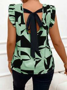 SHEIN Frenchy 女士大码度假时尚露背盖袖衬衫