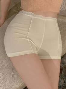 DAZY Women's Minimalist Solid Color Lace Trim Slim Fit Safety Shorts