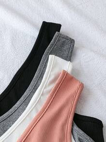 Calvaya Plus Size Women Solid Color Wide Strap Simple Fitted Basic Tank Top, Casual Everyday Wear - Multicolor - View 3