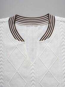 Manfinity Homme Men's Mature Casual Contrast Trim Ribbed T-Shirt - Multicolor - View 8