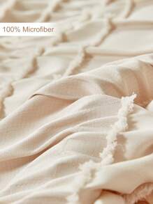 2/3 件垂直条纹图案涤纶羽绒被套，波西米亚风格卡其色简约时尚涤纶羽绒被套，适合所有季节大号床（1 个羽绒被套 + 1/2 个枕套） - 卡其色 - 查看 8