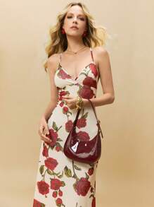 Poéselle 玫瑰连衣裙，夏季女装，婚礼季，礼服，婚纱，女士连衣裙，女士花卉印花无袖休闲长裙，这款薄纱玫瑰花卉细肩带连衣裙将让您成为众人瞩目的焦点。其独特的设计与舒适的穿着相结合，完美展现了女性的魅力和气质。 - 杏色 - 查看 6