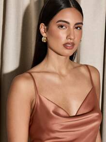 AiiRZ 系带围脖领迷你吊带连衣裙 - 棕色 - 查看 4