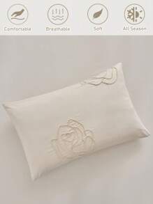 2 pièces Taie d'oreiller en polyester avec motif de fleurs roses kaki, style élégant minimaliste, convient à toutes les saisons