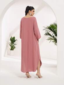 Al Najma Vestido longo turco e árabe feminino - Rosa - Ver 8