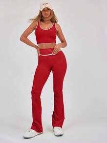 Musera Sport Binding Detail High Waisted Sculpt Flare Sports Leggings Only ,Padel, Tennis, Pickleball