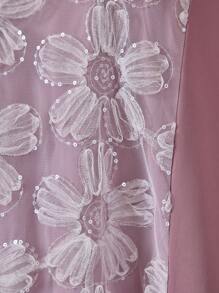 Al Najma 女士 V 领亮片刺绣喇叭袖宽松朴素浪漫优雅土耳其和阿拉伯传统长裙、卡夫坦和贾拉比亚 - 粉色 - 查看 8