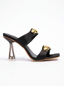 CUCCOO SZL New Fashionable & Versatile Rhinestone Bowknot Strap High Heel Sandals - Black - View 2