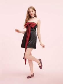 CUCCOO DOLLMOD Fashionable Wine Red Fully Rhinestoned Mesh Mary Jane Flats, Cute & Sweet For School, Students Spring Shoes Spring Break Easter - Burgundy - View 10