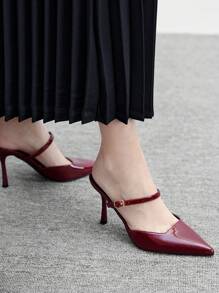 CUCCOO BIZCHIC Zapatos de taco alto de tacón de aguja de punta afilada en recubierto burdeos para mujer, apropiados para ir al trabajo, citas, fiestas, bodas y vacaciones