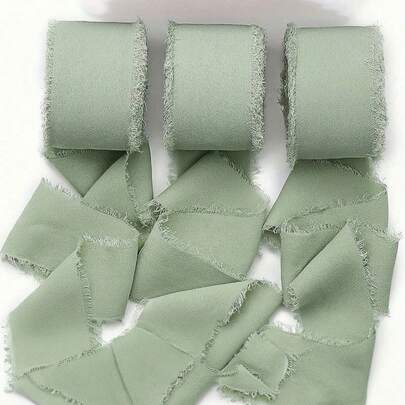 SHEIN 1 Rollo/3 Rollos de 4Cm*500Cm Cinta de Gasa Verde Claro Hecha a Mano, Adecuada para Invitaciones de Boda, Ramos de Novia, Envoltura de Regalos, Manualidades DIY, Decoración de Escenas, Decoración Festiva, Decoración del Hogar, Decoración de Oficina, Decoración para Fiestas con Tema, Regalo del Día de San Valentín
