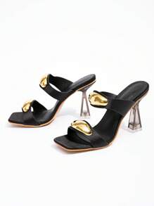 CUCCOO SZL New Fashionable & Versatile Rhinestone Bowknot Strap High Heel Sandals - Black - View 1