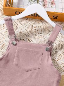 SHEIN Chica preadolescente 1 pieza Vestido overol con parche con bolsillo