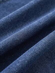 SHEIN Conjunto de 2 piezas con top sin mangas de botones delanteros y mono para niñas pequeñas - Conjunto de ropa de verano para niñas - Azul - Ver 8