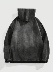 ROMWE MEN Street Life 男士长袖字母口袋休闲连帽牛仔夹克