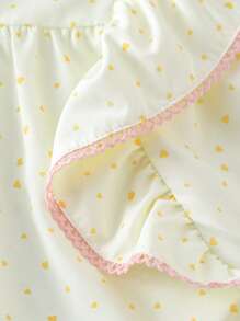 SHEIN Young Girl Contrast Trim Pleated Simple Casual Shirt - Multicolor - View 5