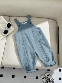 Casual Solid Color Cotton Overalls For Baby Boy And Baby Girl, Versatile Design, Spring/Summer