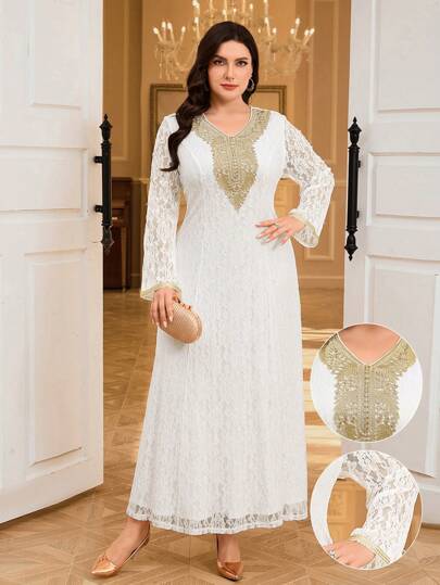 Al Najma Plus Size Women Turkish & Arabian Traditional Long Dress, Modest Kaftan