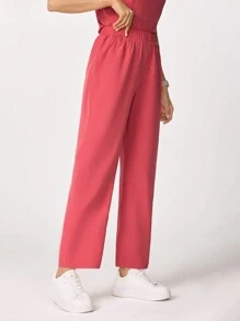 TaskEZ Women Plain Pocket Short Sleeve Top And Pants Scrub Uniform Set - Coral Pink - View 7