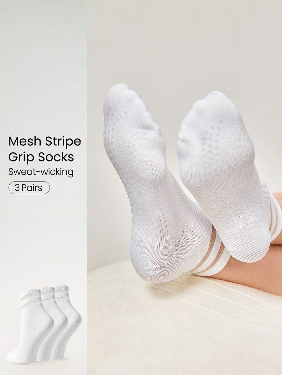 GLOWMODE Get A Grip Non-Slip Socks With Seamless Toe Construction Yoga Daily - White - View 1