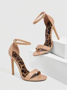 CUCCOO SZL Women's Fashion Pink Ankle Strap High Heel Sandals For Christmas - Apricot - View 3