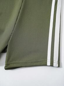 SHEIN Conjunto de 2 piezas con top sin mangas de botones delanteros y mono para niñas pequeñas - Conjunto de ropa de verano para niñas - Azul - Ver 4