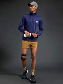 Manfinity Sport Polished Shorts deportivos casuales con bolsillo y diseño con lazo delantero impresos para hombres, de diseño simple