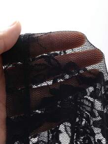 DAZY Lace Sheer Slit Ladies' Sexy Nightgown (With Sleeve) Lingerie For Women - Black - View 9