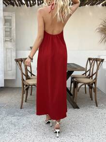 Breezaya Abito lungo da donna con laccio in vita, vestito lungo con paillettes, pizzo e pezze di textura